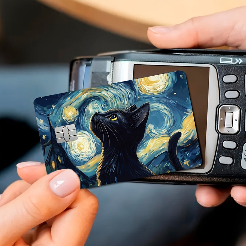 🌌 Стикер за Банкова Карта – „ Звездна нощ, но с малко повече мяу!“