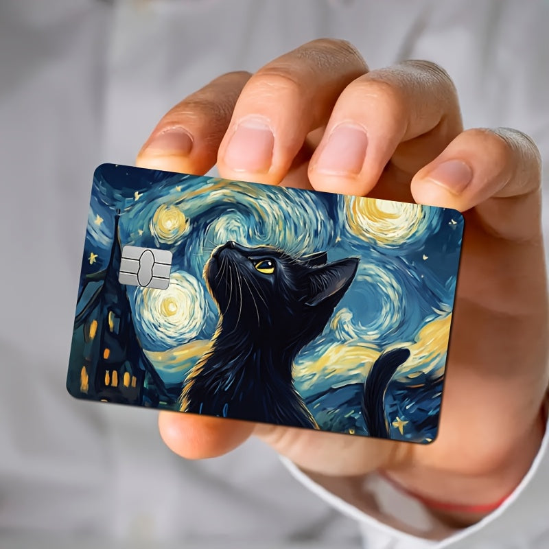 🌌 Стикер за Банкова Карта – „ Звездна нощ, но с малко повече мяу!“