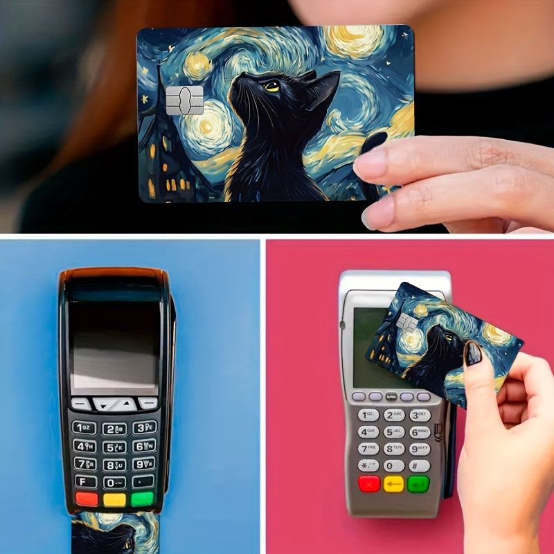 🌌 Стикер за Банкова Карта – „ Звездна нощ, но с малко повече мяу!“