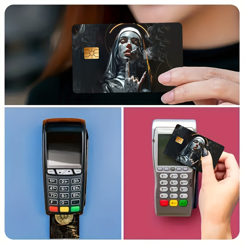 🤘 Стикер за Банкова Карта – „Монахинята с Наглото Послание“