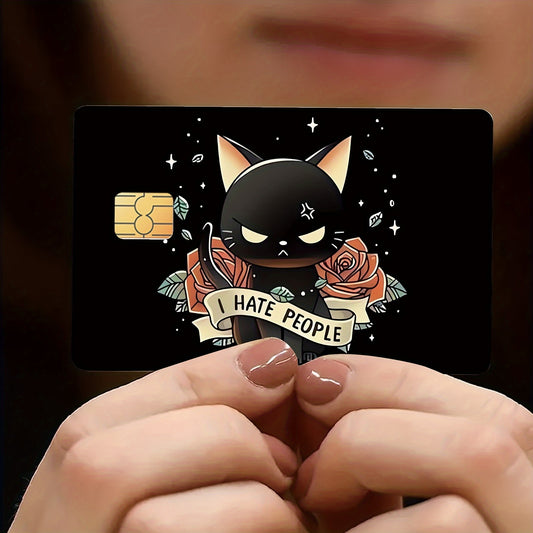 😾 Стикер за Банкова Карта – „I Hate People – Angry Cat“