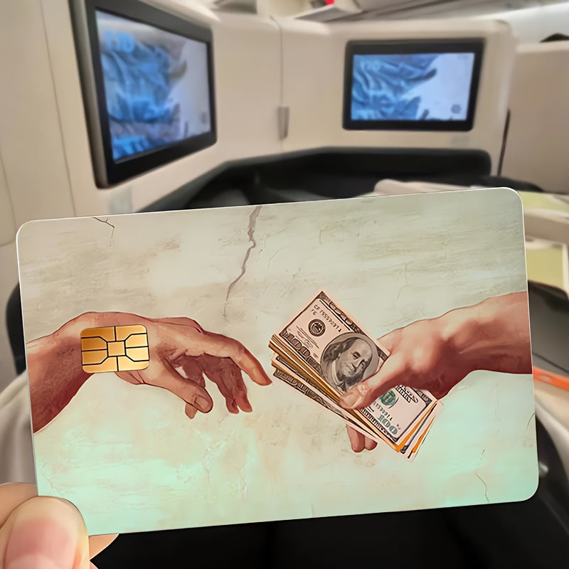 💵 Стикер за Банкова Карта – „Сътворението“ с Доларови Банкноти