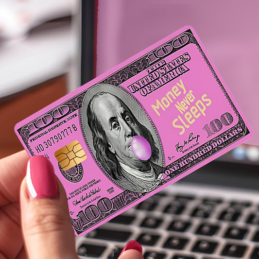 🔥 Стикер за Банкова Карта – „Money Never Sleeps“